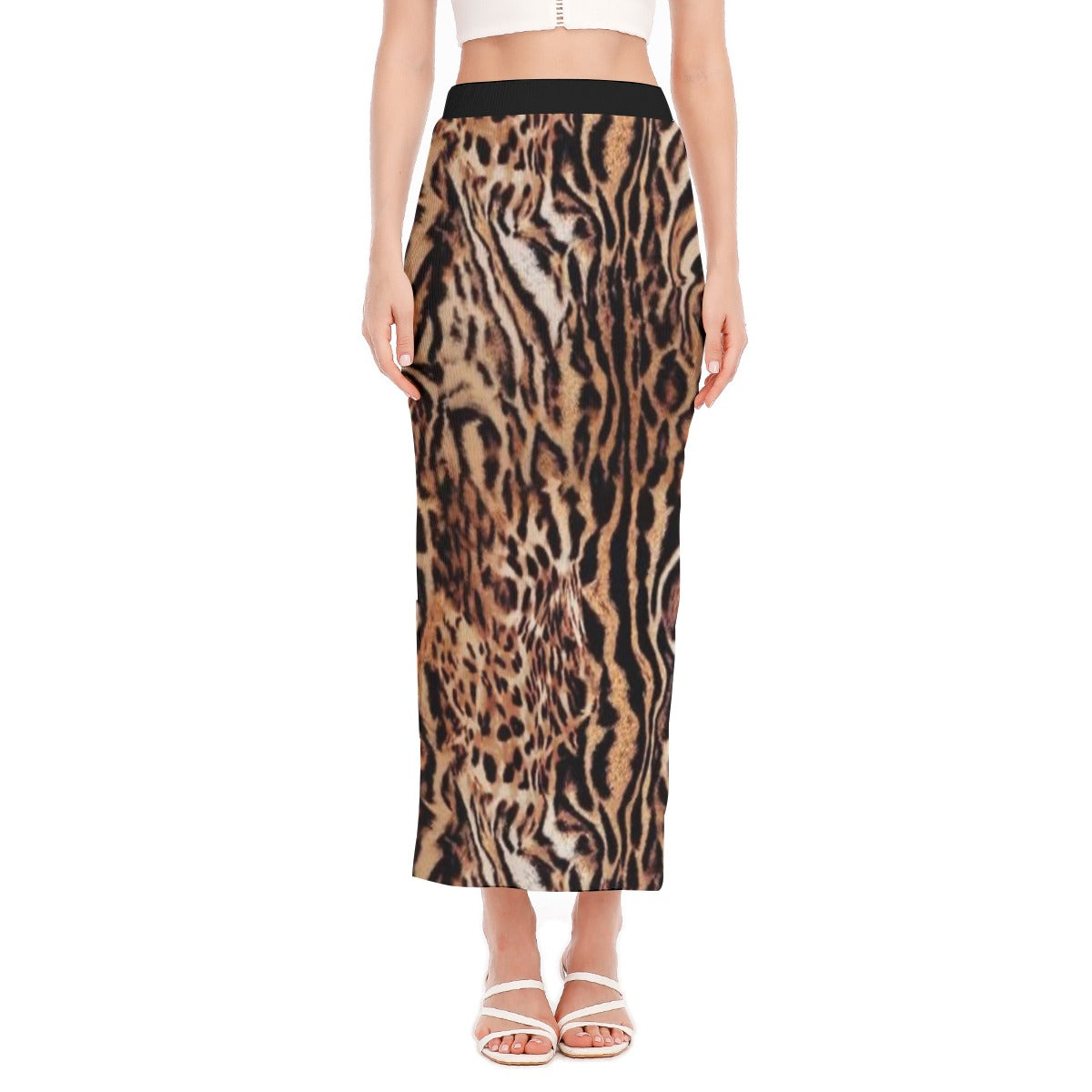 All-Over Animal Print Women's Side Slit Skirt