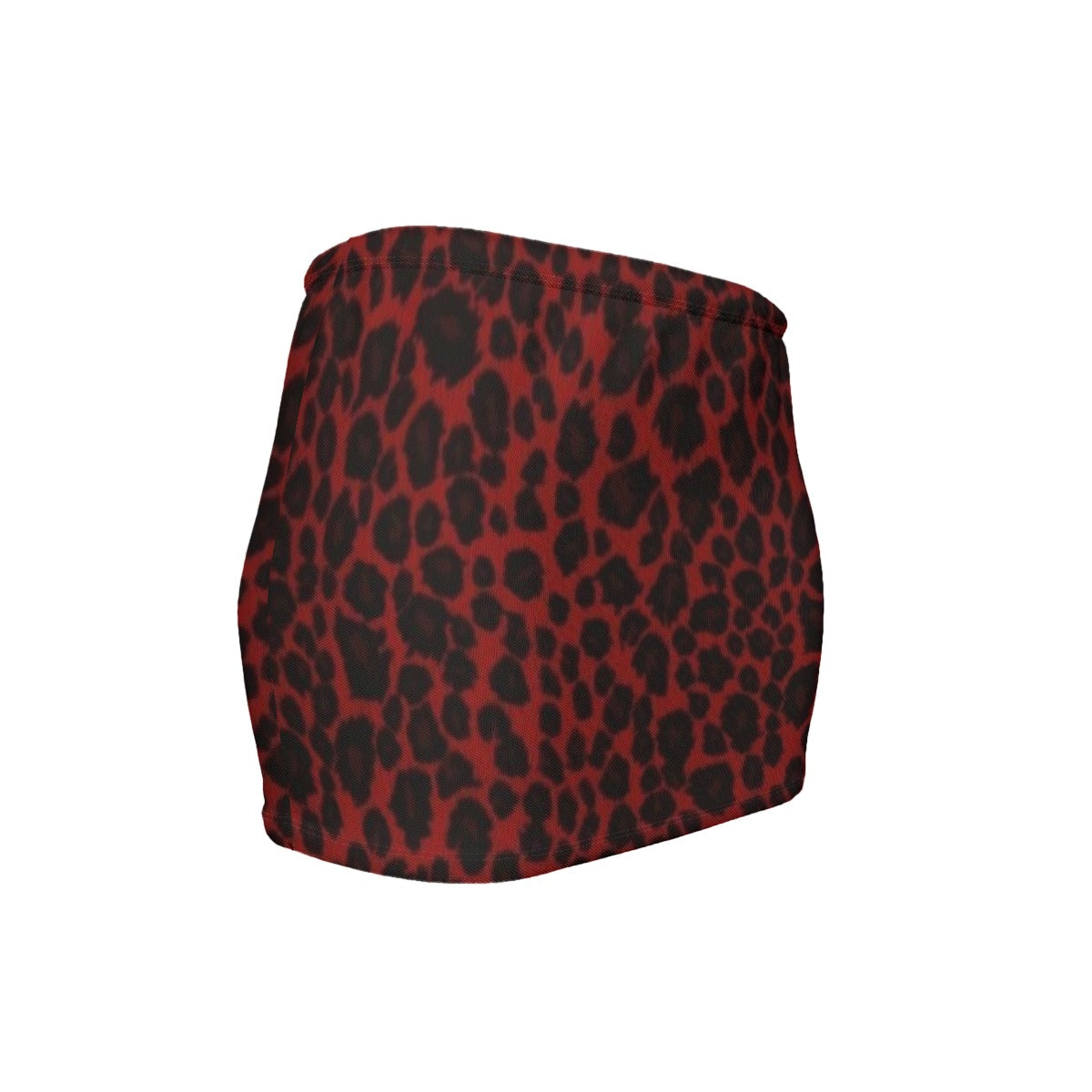 Red All-Over  Leopard Print Women's Slinky Micro Mini Skirt